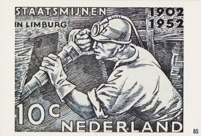 Briefkaart met afbeelding mijnwerker postzegel