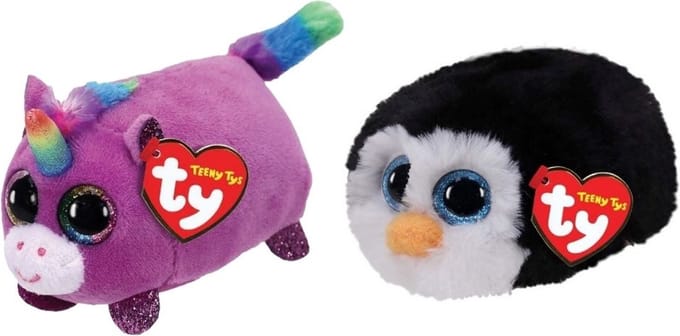 Ty - Knuffel - Teeny Ty's - Rosette Unicorn & Waddles Penguin
