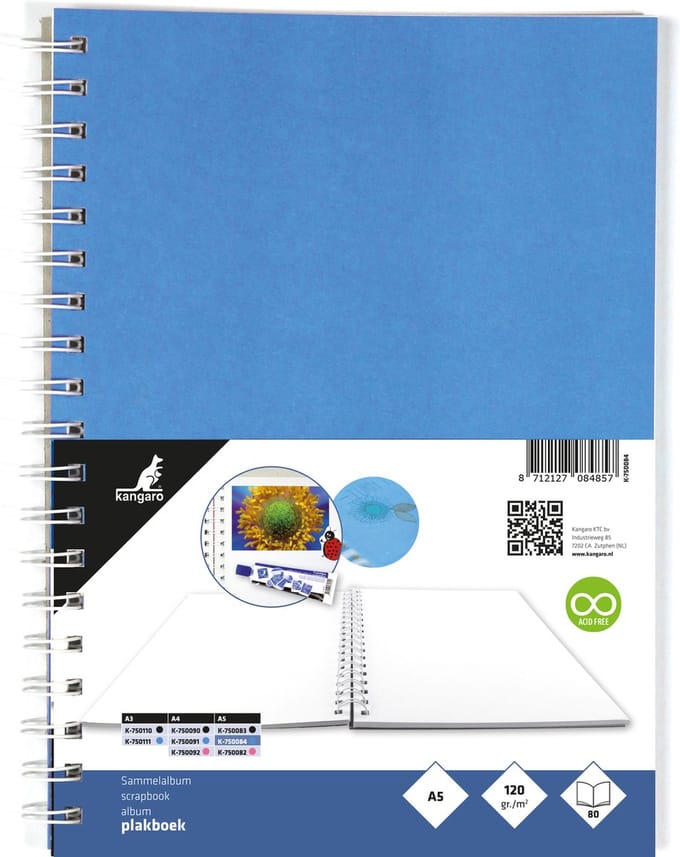 Kangaro plakboek - A5+ - 120 grams - 80 vel - blauw