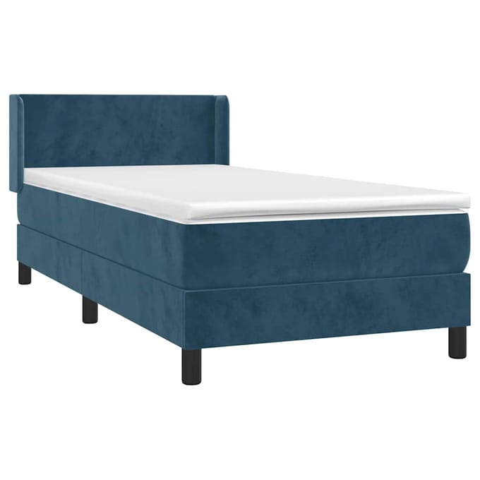 vidaXL - Boxspring - met - matras - fluweel - donkerblauw - 100x200 - cm