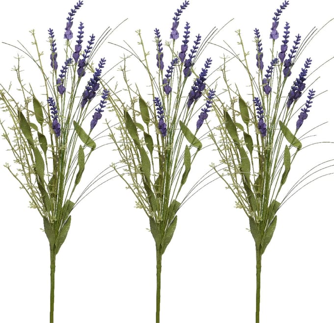 Everlands kunsttak lavendel - 3x - kunststof - paars - 4 x 13 x H75 cm