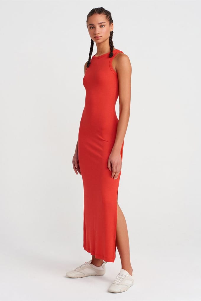 Mouwloze Bodycon Midi Jurk Met Splits