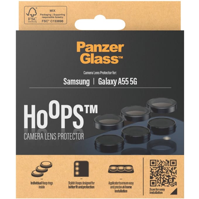 PanzerGlass Screenprotector geschikt voor Samsung Galaxy A55 Glazen | PanzerGlass Hoops Camera Lens Protector - Case Friendly