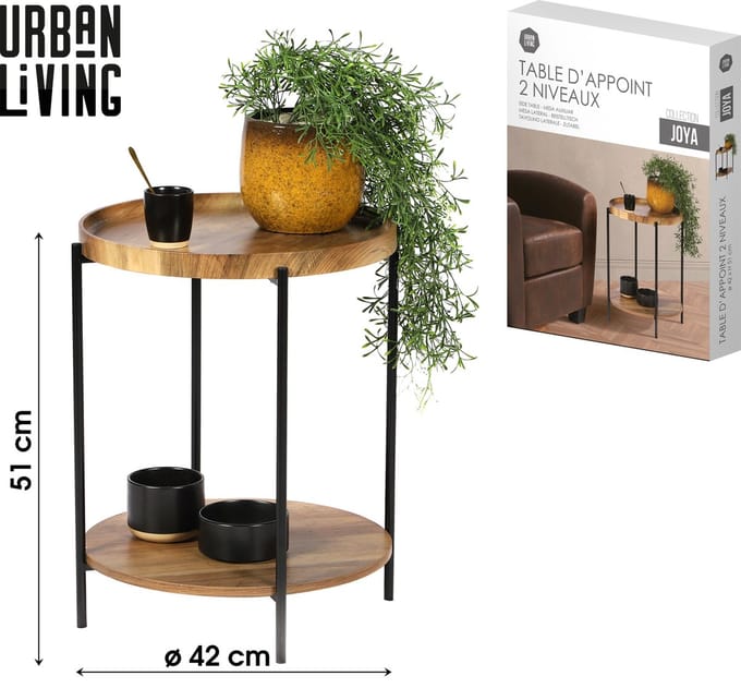“JOYA” bijzettafel met 2 niveaus Ø42 cm x H51 cm