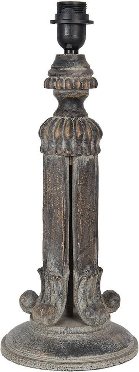 Clayre & Eef Lampenvoet Ø 18x46 cm Grijs Hout Rond Lampvoet Tafellamp