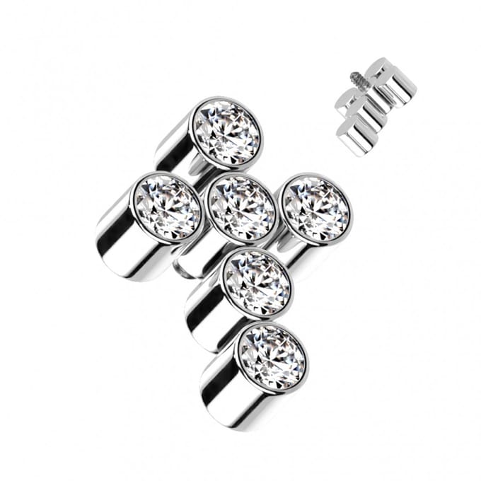 Dermal top gemmed cross 1.2mm - Zilver - LMPiercings