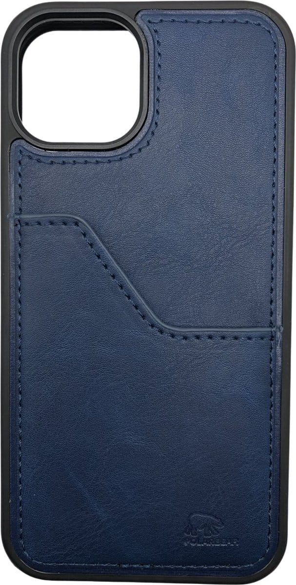 Premium kwaliteit kunstleer telefoonhoesje met kaarthouder - Geschikt voor iPhone 14 Plus - Blauw