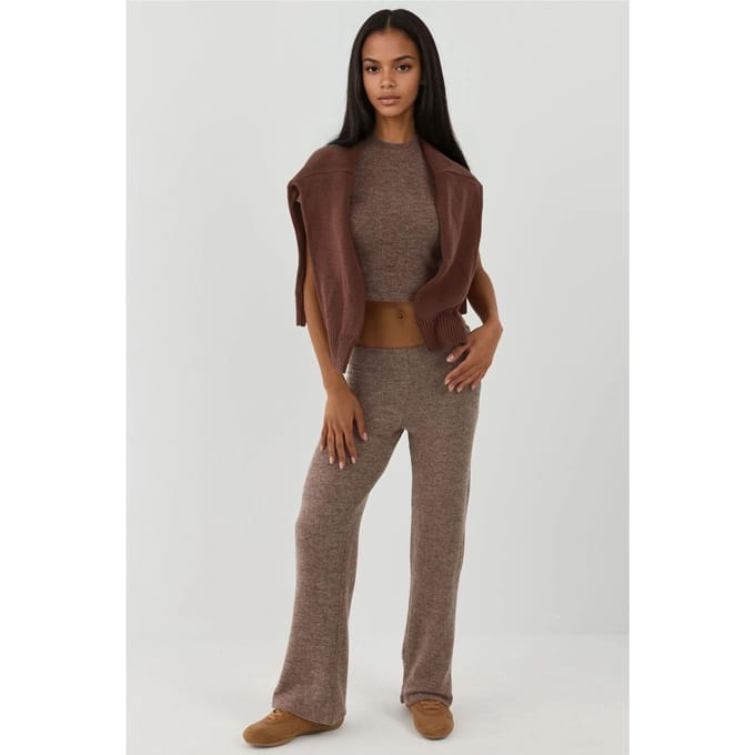 Elastische Taille Zachte Textuur Gebreide Broek