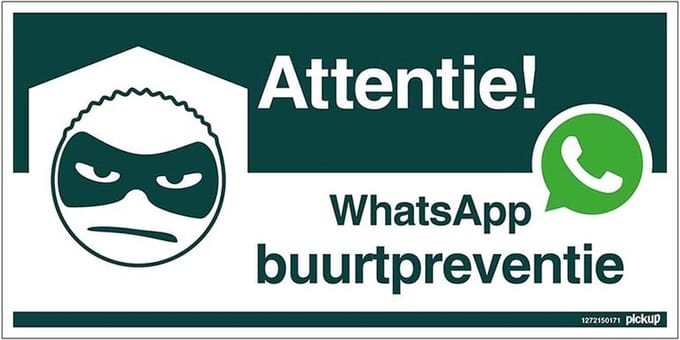 Pickup bord panneau 30x15 cm - WhatsApp Buurtpreventie