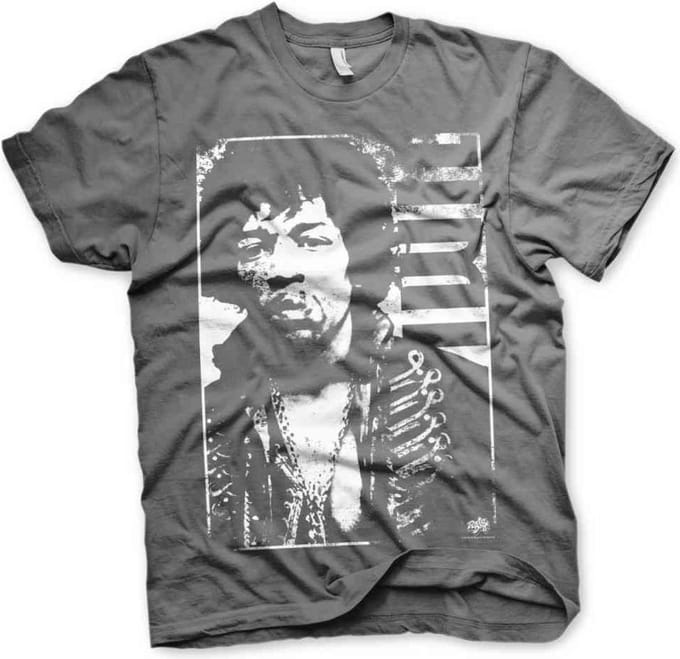 Jimi Hendrix Heren Tshirt -XL- Distressed Grijs