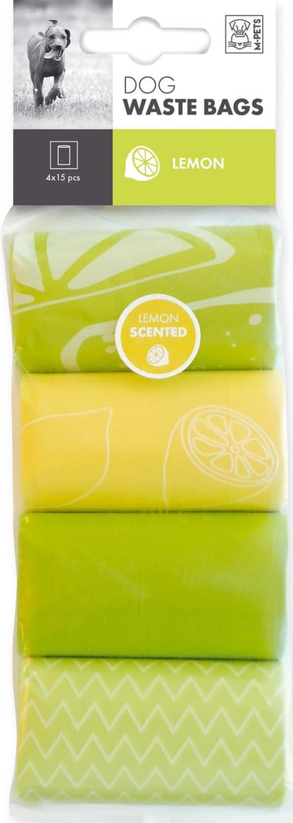 M-Pets dog waste bags lemon - 4 x 15 stuks