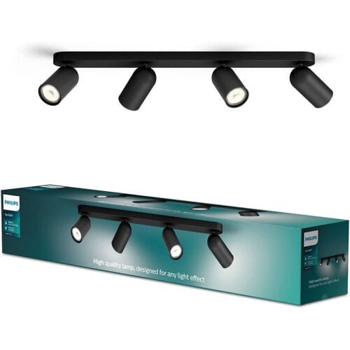 Philips Pongee opbouwspot - 4-lichts - zwart