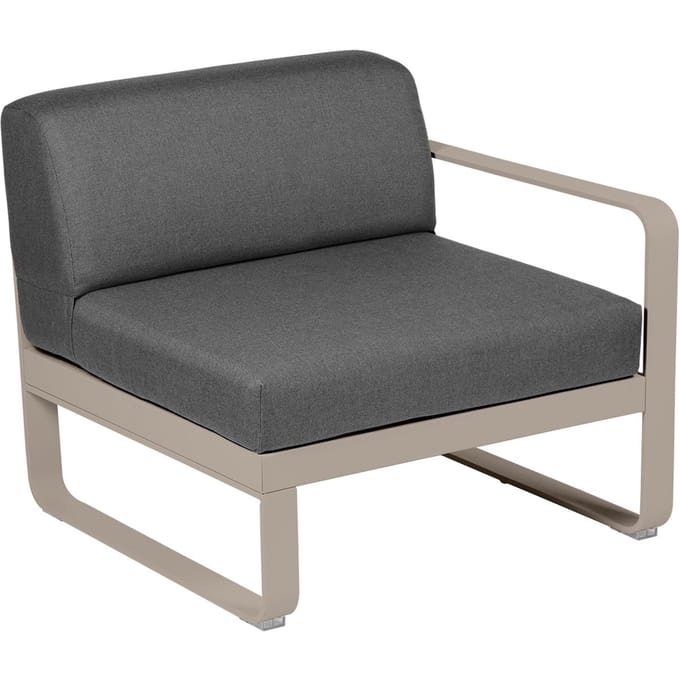 Fermob BELLEVIE Fauteuil Module rechts - 14 muskaat - A3 grafietgrijs
