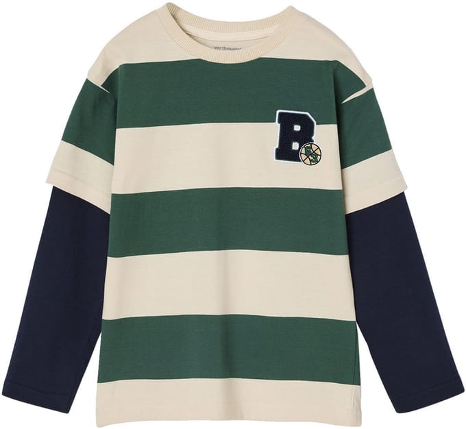 Vertbaudet Gestreept T-shirt met dubbele mouweffect