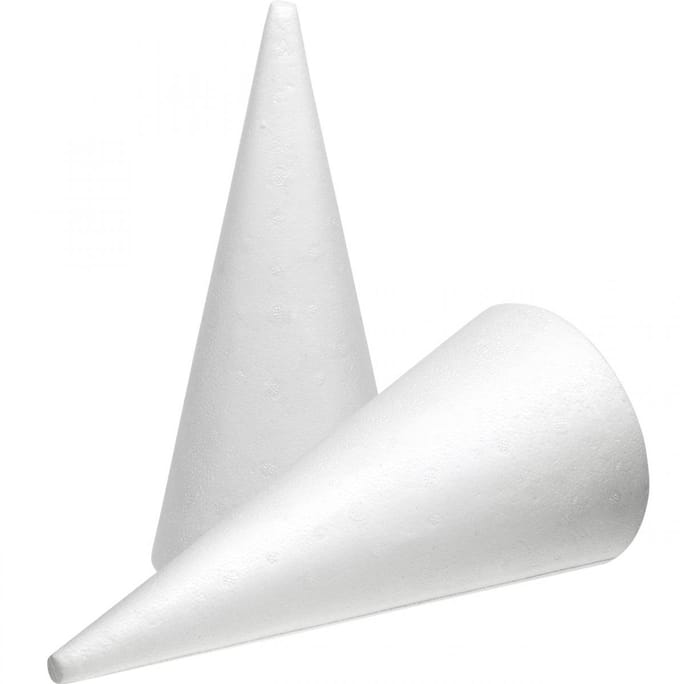 Piepschuim kegels wit 26cm x12cm 5 stuks