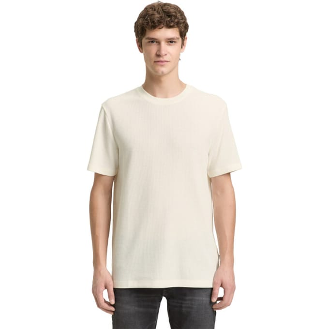 Tom Tailor Denim - T-shirt met wafelstructuur - Maat S - Wool White