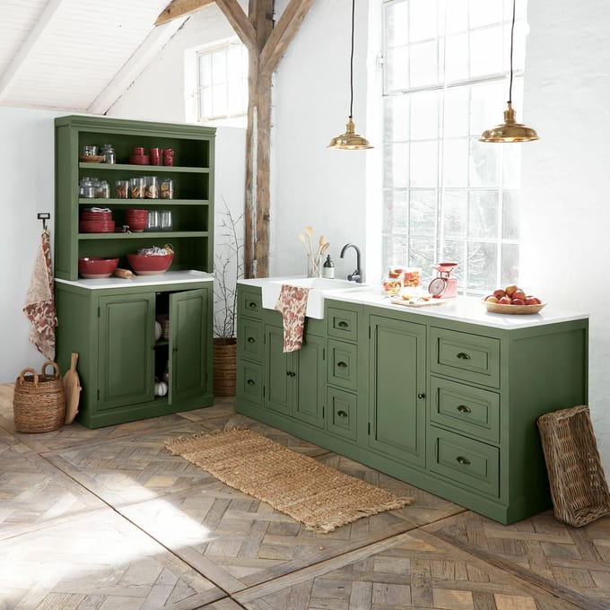 LOBERON Keukenkast set van 4 Lansbury groen/wit