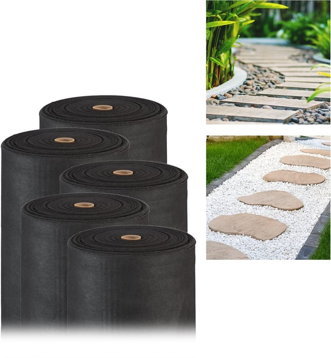 5 x worteldoek - onkruiddoek - gronddoek 150g/m² - anti-onkruiddoek zwart