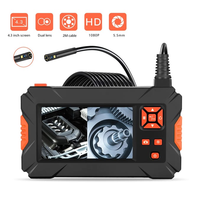 P130 High-Definition Rioolbuis Industriële Endoscoop Draagbaar 4,3-inch Full-Color High-Definition 2M Cable 5.5mm Dual Lens black