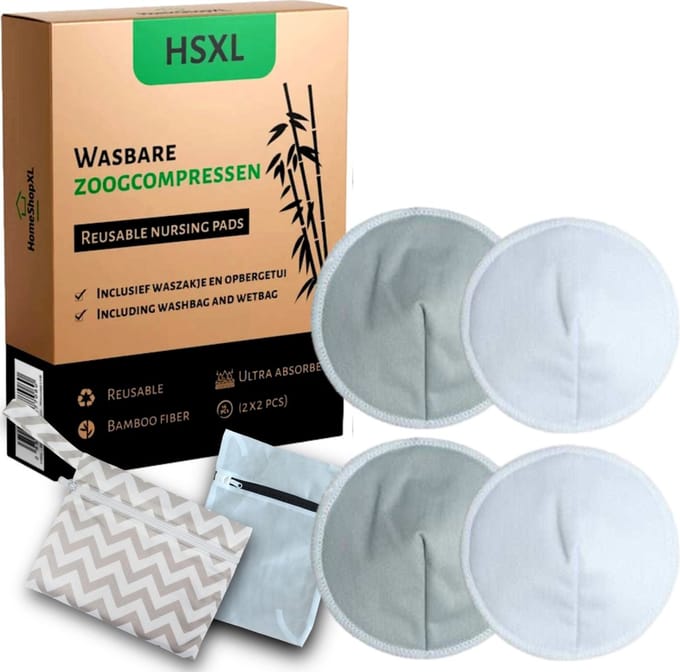 4x Wasbare Zoogcompressen - 4 stuks - Cup B t/m G - Wasbaar