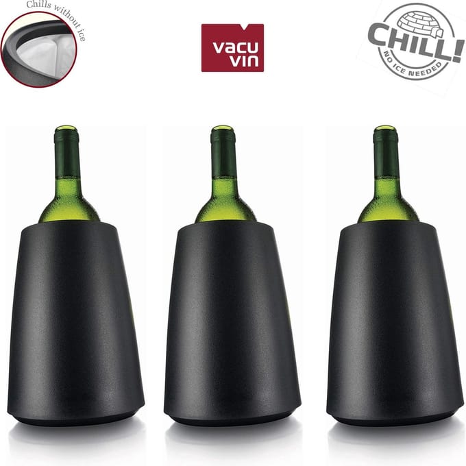 Vacu Vin Rapid Ice Wijnkoeler - Kunststof - Zwart - Set van drie