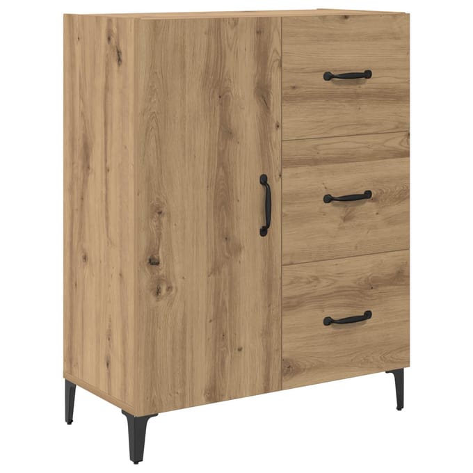 vidaXL - Dressoir - Artisan - Eiken - 69,5 - x - 34 - x - 90 - cm - Bewerkt - hout
