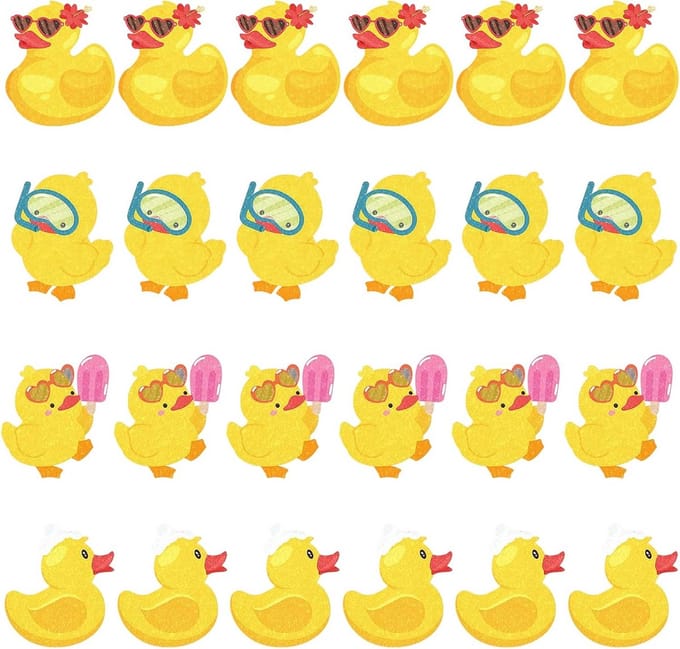 Antislip Badstickers - Eendjes Motief - Veilig Baden - Zelfklevend Ontwerp - 24 Stuks - Wit