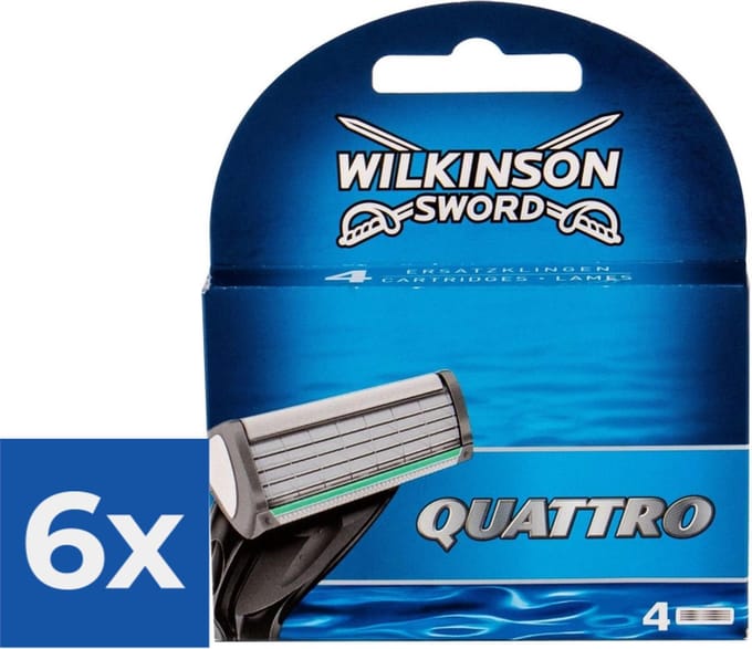 Wilkinson Sword Quattro - 4 stuks - Scheermesjes - Voordeelverpakking 6 stuks