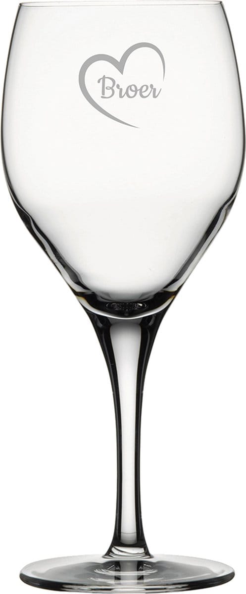 Gegraveerde Rode wijnglas 42,5cl Broer met hartje
