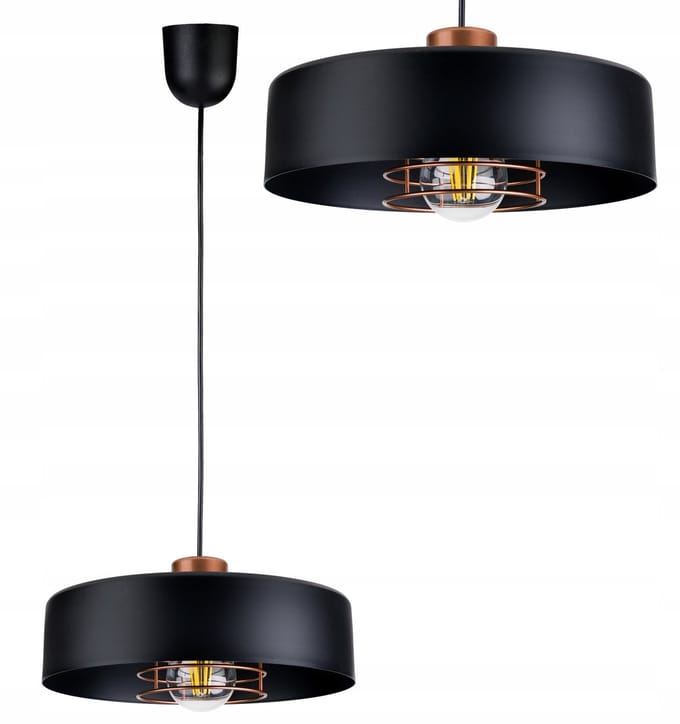 Hanglamp Metaal XL Loft Stijl E27 Zwart met Koper Accent