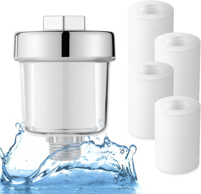 DYNA® Douchefilter - Waterfilter - Douchekop Filter - Wit - 9cm x 7cm x 7cm