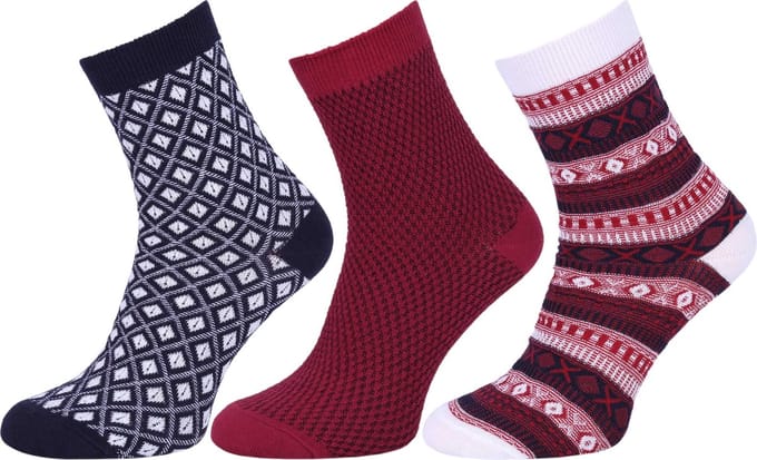 3x Rode en marineblauwe damessokken / 37-42