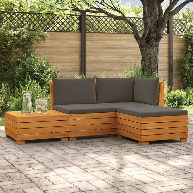 vidaXL - 4 - st - Buiten - bank - set - Massief - Acacia - Hout - Bruin
