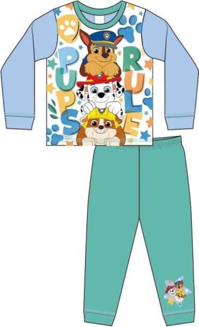 Paw Patrol Pyjama - Maat 86/92 - Wit met groen - Kinderpyjama
