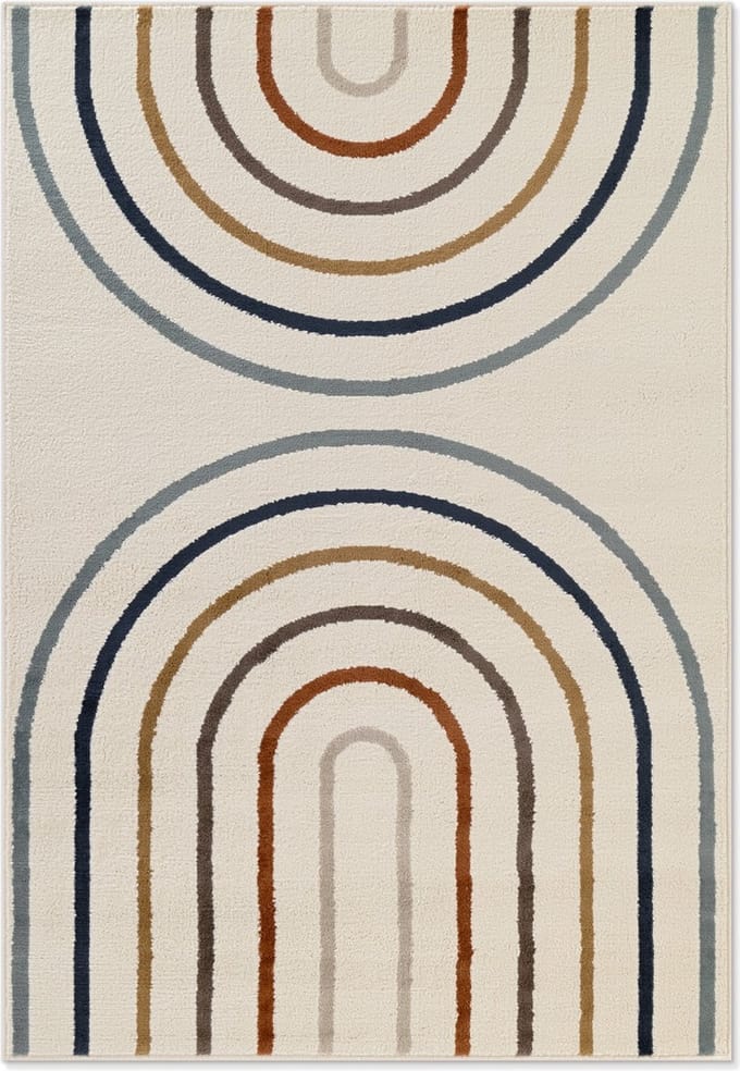 Flycarpets Kindervloerkleed Adventures - Dubbele regenboog - Creme / Multi 160x235 cm