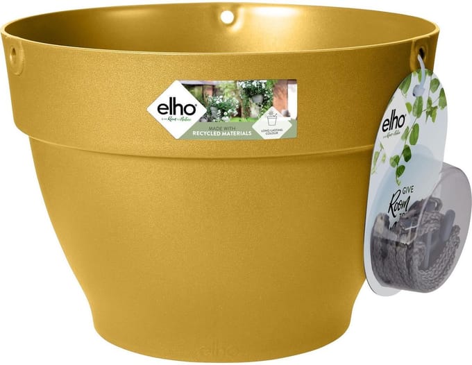 Elho Vibia Campana Hangschaal 26 - Bloempot voor Buiten - Ø 26.0 x H 18.4 cm - Honinggeel