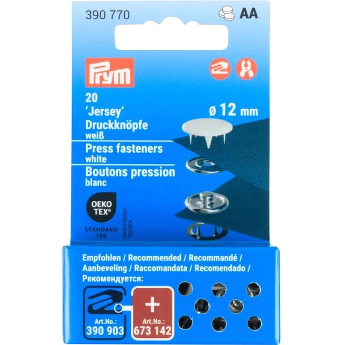 Prym Drukknopen Jersey, 12 mm, 20 stuks (en) - Wit
