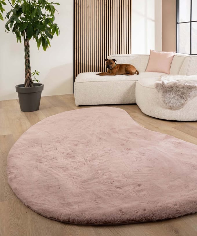 Fluffy vloerkleed organisch - Comfy Plus roze 80x122