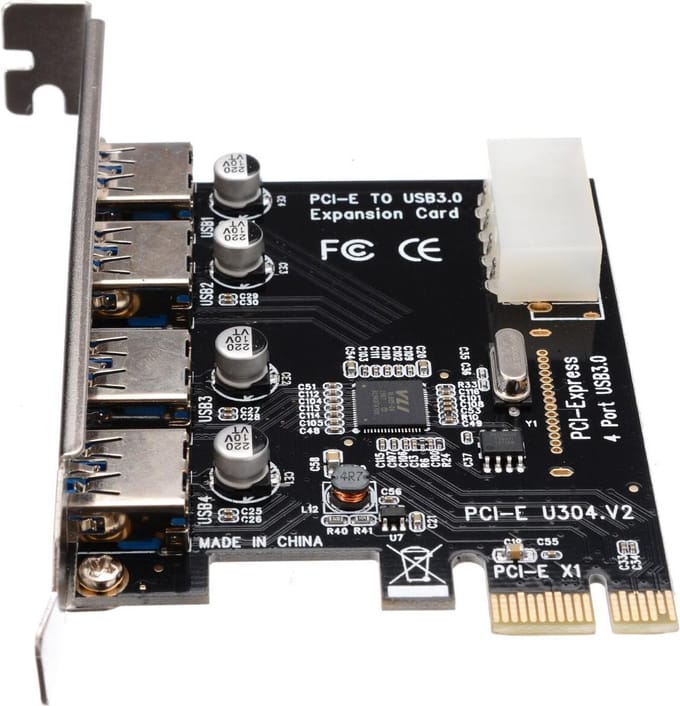 WiseGoods PCIe Kaart 4 Poorts USB 3.0 - PCI Express USB 3.0 Hub Uitbreidingskaart voor PC/Computer - Plug & Play