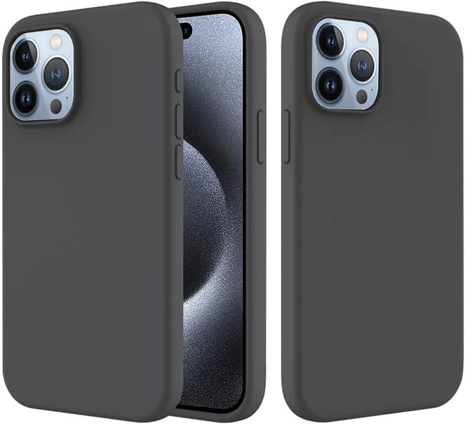 MobyDefend Hoesje - Geschikt voor iPhone 15 Pro Max - Matte Siliconen Backcover - Zwart