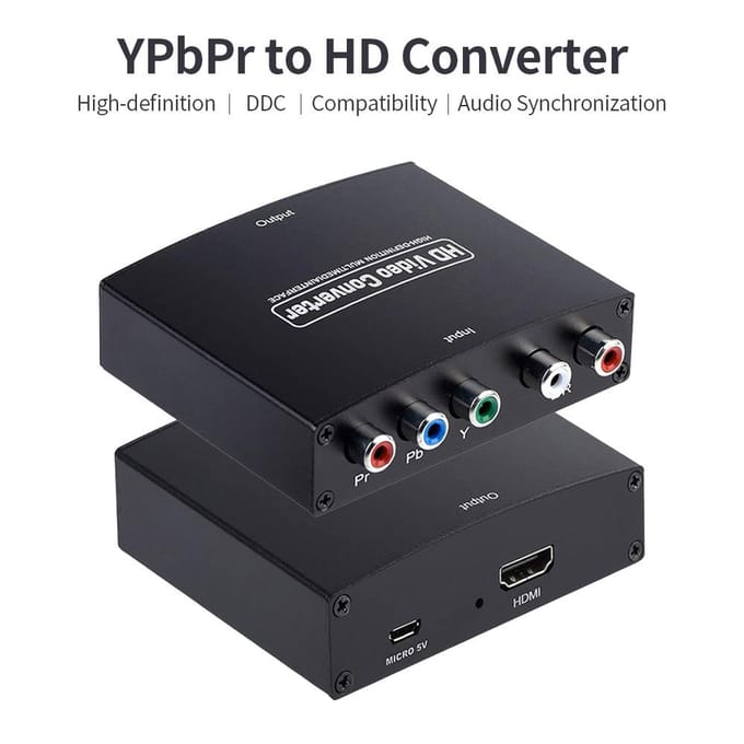 YPbPr naar HD-converter High-definition compatibiliteit Audiosynchronisatie 1080P HD Stabiel zwart