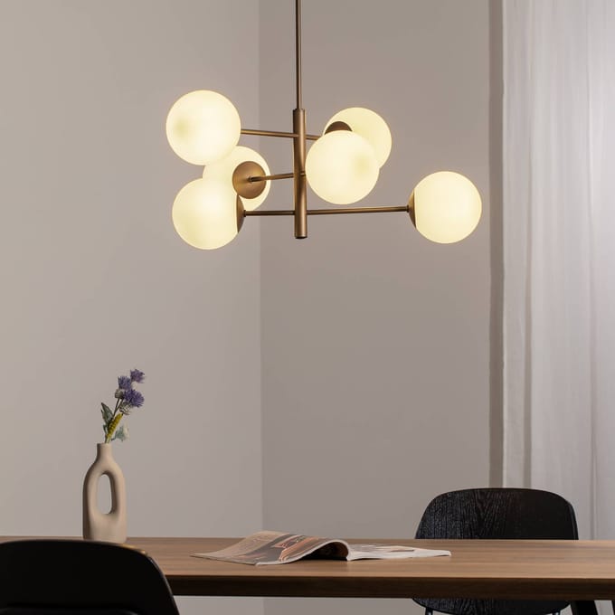 Domiluce Aurora hanglamp, bruin, Ø 60 cm, 6-lamps, glas, E14