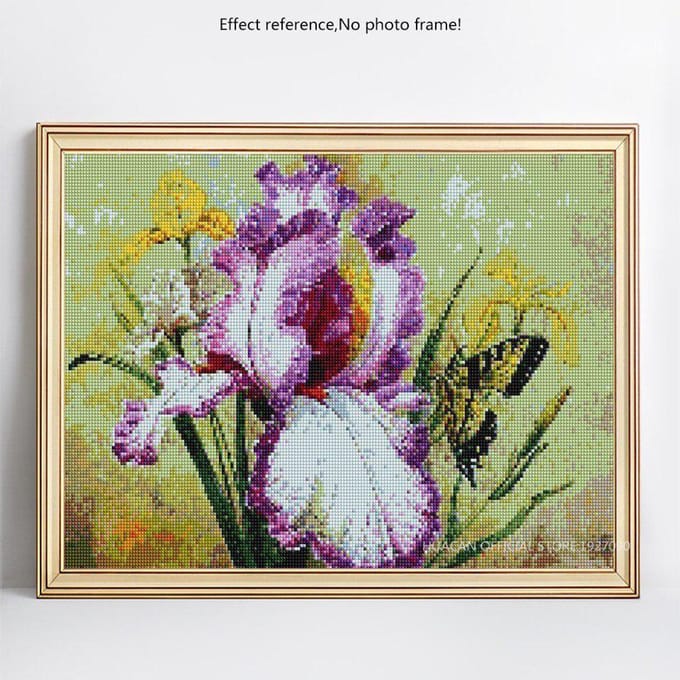 Strass Fleur Peinture Diamant Ronde Complète Vente Broderie Diamant Point de Croix 20X30CM beige