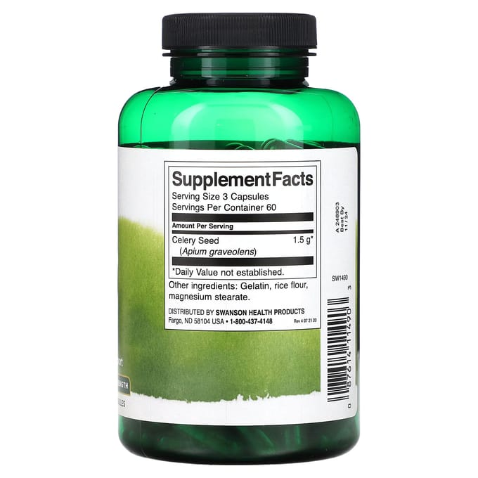 Selderijzaad, Maximale Kracht, 500 mg, 180 Capsules