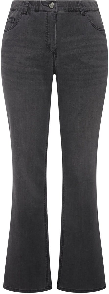 Ulla Popken - Dames - Jeans Marie bootcut comfortabele tailleband 5-pocketmodel - Lichtgrijs denim - Maat 100