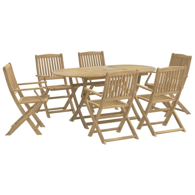 vidaXL - 7-delige - Tuinset - massief - acaciahout