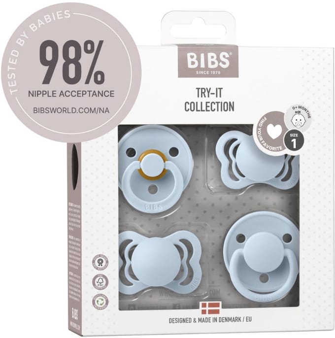 BIBS Try-it collection Fopspeen - 0-6 mnd - 4-pack - Baby Blue