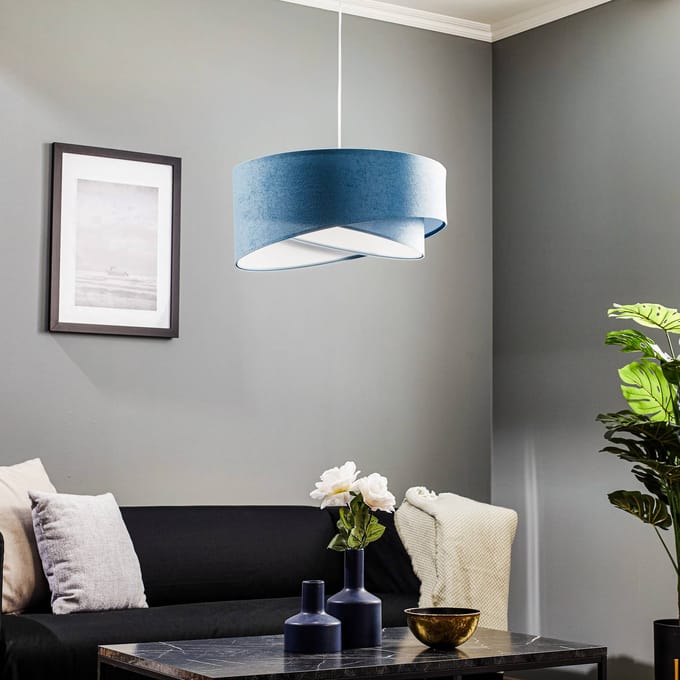 Maco Design Hanglamp Vivien, tweekleurig, lichtblauw/wit