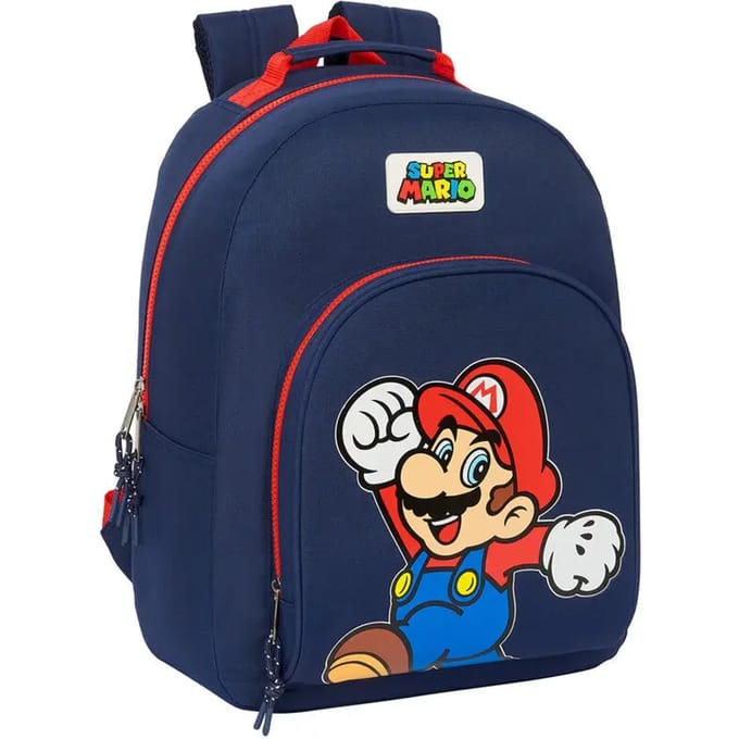 Aanpasbare rugzak met dubbele ritssluiting voor kinderen Safta Super Mario Bros