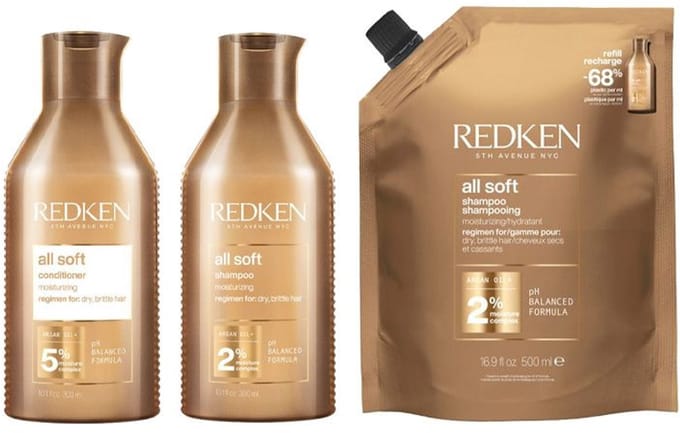 Redken All Soft Shampoo 300ml + Conditioner 300ml + Shampoo Refill 500ml
